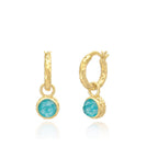 Apollo Gold Hoop & Gemstone Charm Earrings Amazonite with Crystal