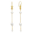 Eva Long Drop Pearl & Barbed Wire Earrings