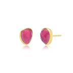 Odyssey Doublet Gold Stud Earrings: Mother of Pearl with Pink Crystal