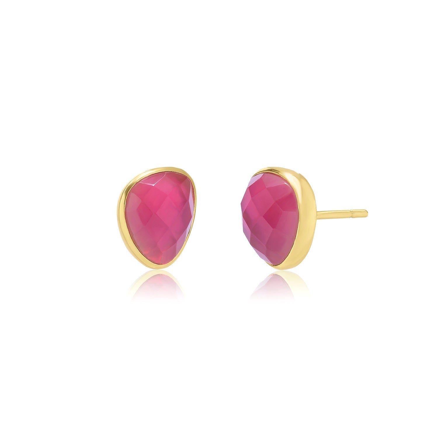 Odyssey Doublet Gold Stud Earrings: Mother of Pearl with Pink Crystal