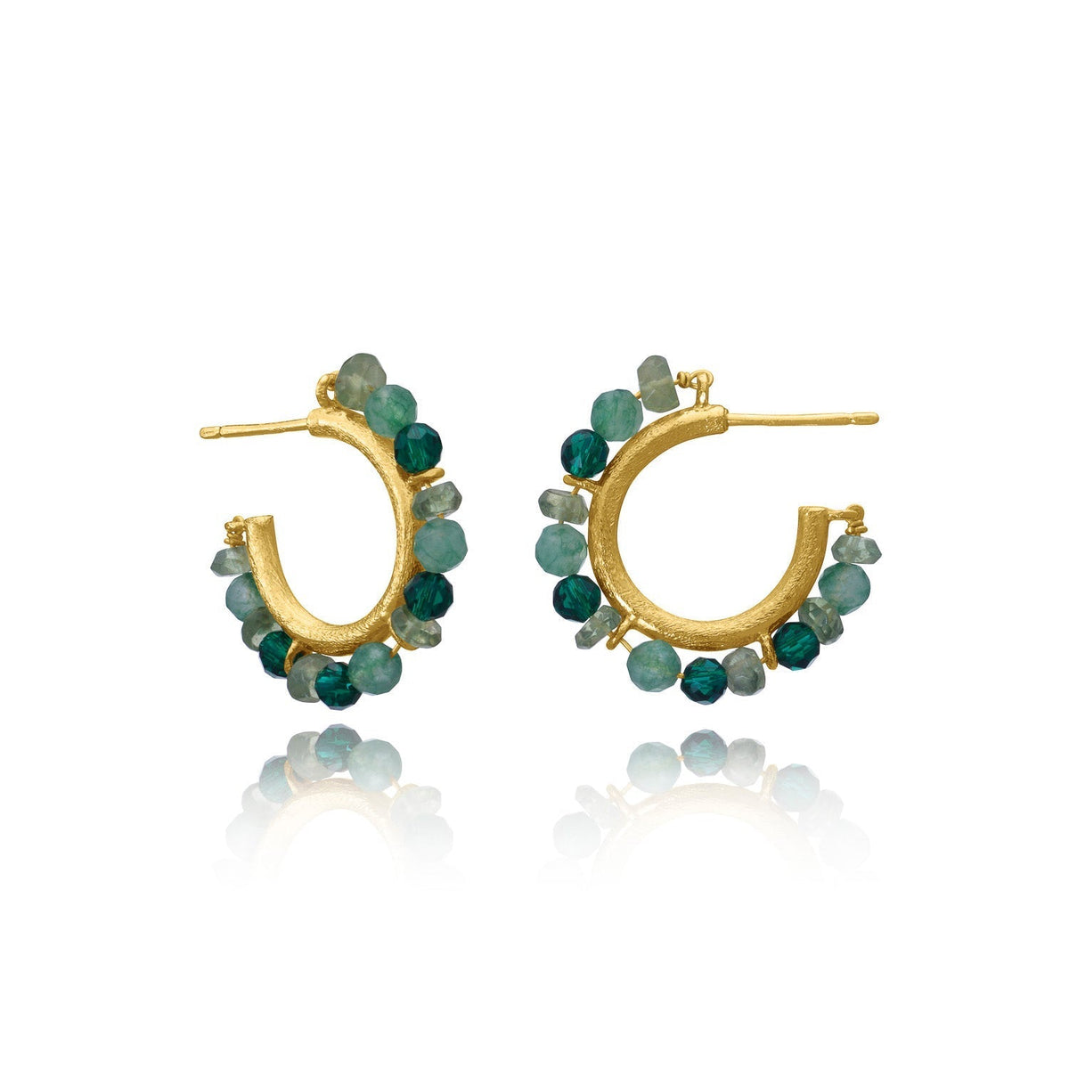 Ophelia Small Gemstone Hoops Green Aventurine, Green Apatite & Green Tourmaline