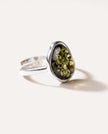 Green Amber ELEMENT Solitaire Adjustable Ring
