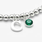 Personalised May Birthday Initial Letter & Birthstone Bracelet
