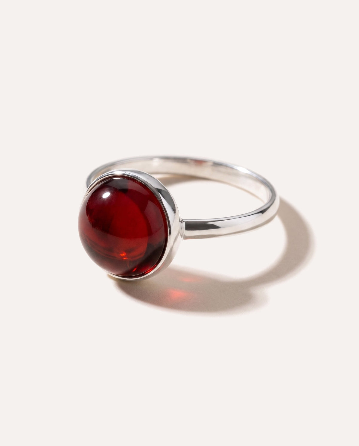 ESSENTIALS Cherry Red Amber Solitaire Ring