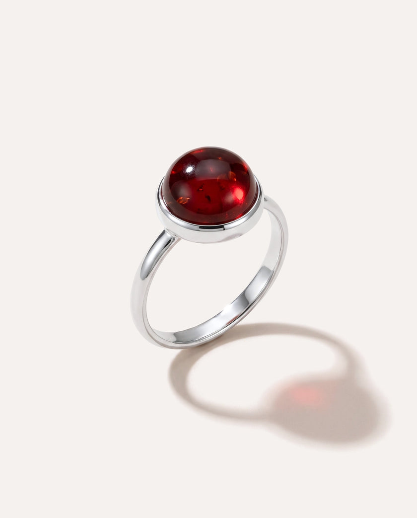 ESSENTIALS Cherry Red Amber Solitaire Ring