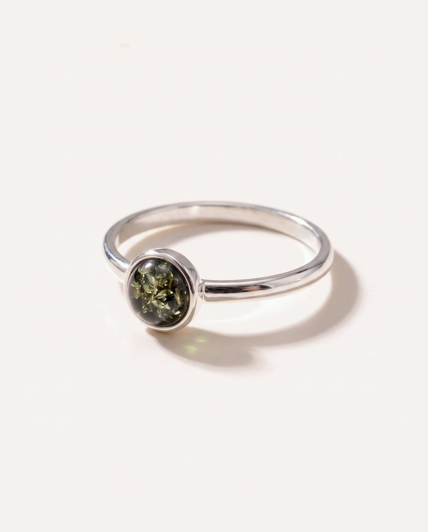 ESSENTIALS Mini Green Amber Stacking Ring
