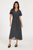 Brown & Blue Polka Dot Print Wrap Maxi Dress