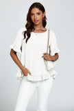 Frill Detail Short Sleeves Top In White