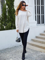 Oversize Knitted Jumper Top In Ecru