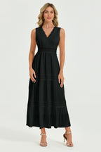 Lace Detail Maxi Dress In Black