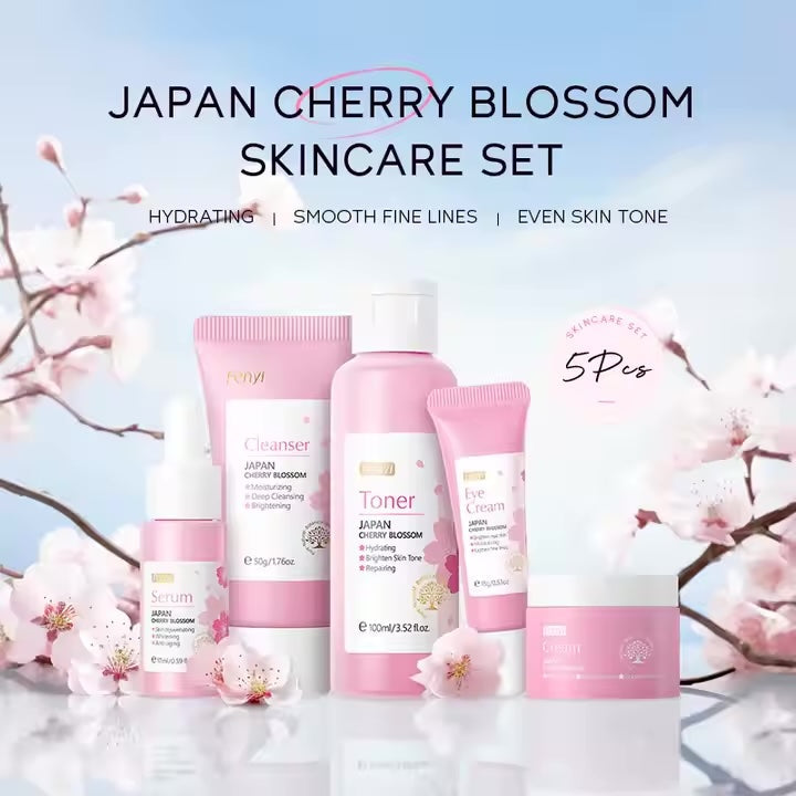 Hydrating Smooth Heal Dry Skin Moisturizing Reduce Fine Lines Brighten Skin Tone 5Pcs FENYI Sakura Skincare Facial Skin Care