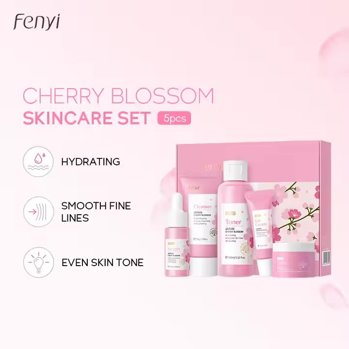 Hydrating Smooth Heal Dry Skin Moisturizing Reduce Fine Lines Brighten Skin Tone 5Pcs FENYI Sakura Skincare Facial Skin Care