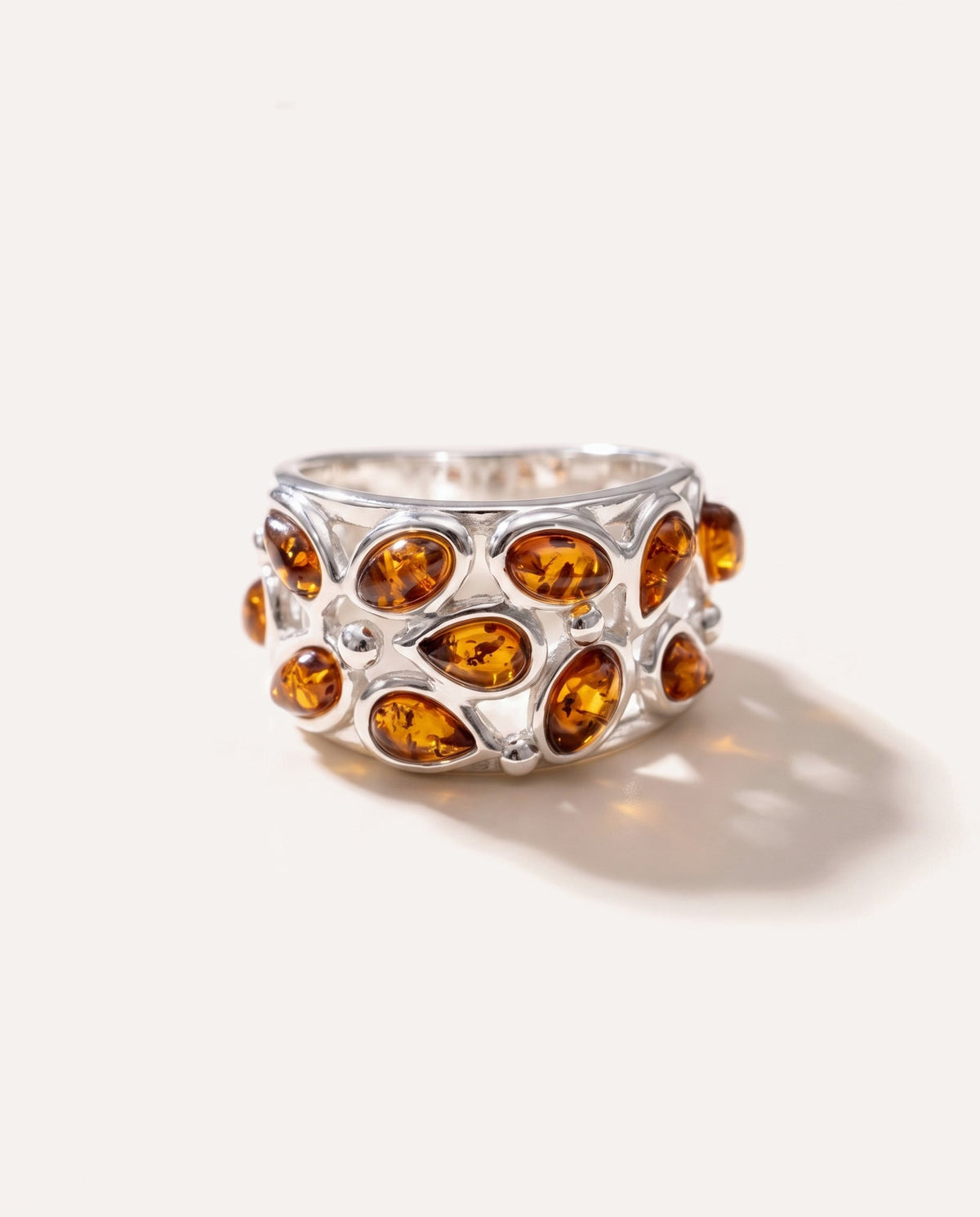 Floral Amber Cuff Ring