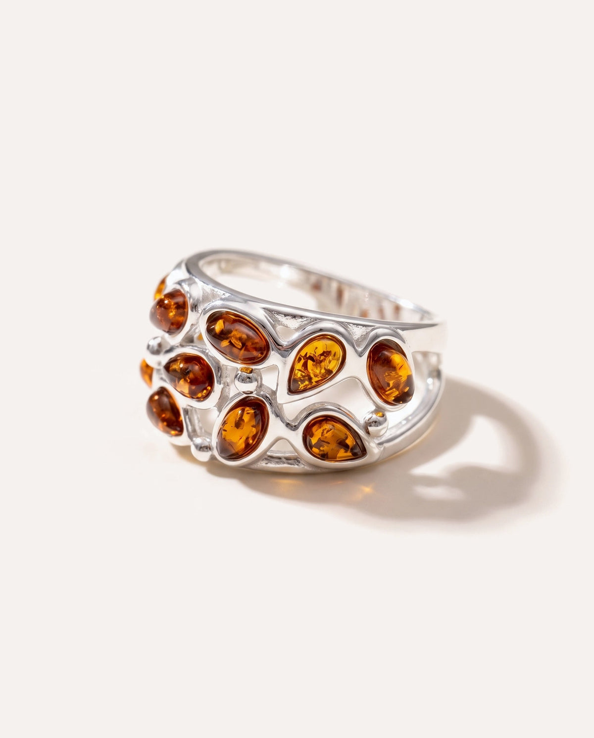 Floral Amber Cuff Ring