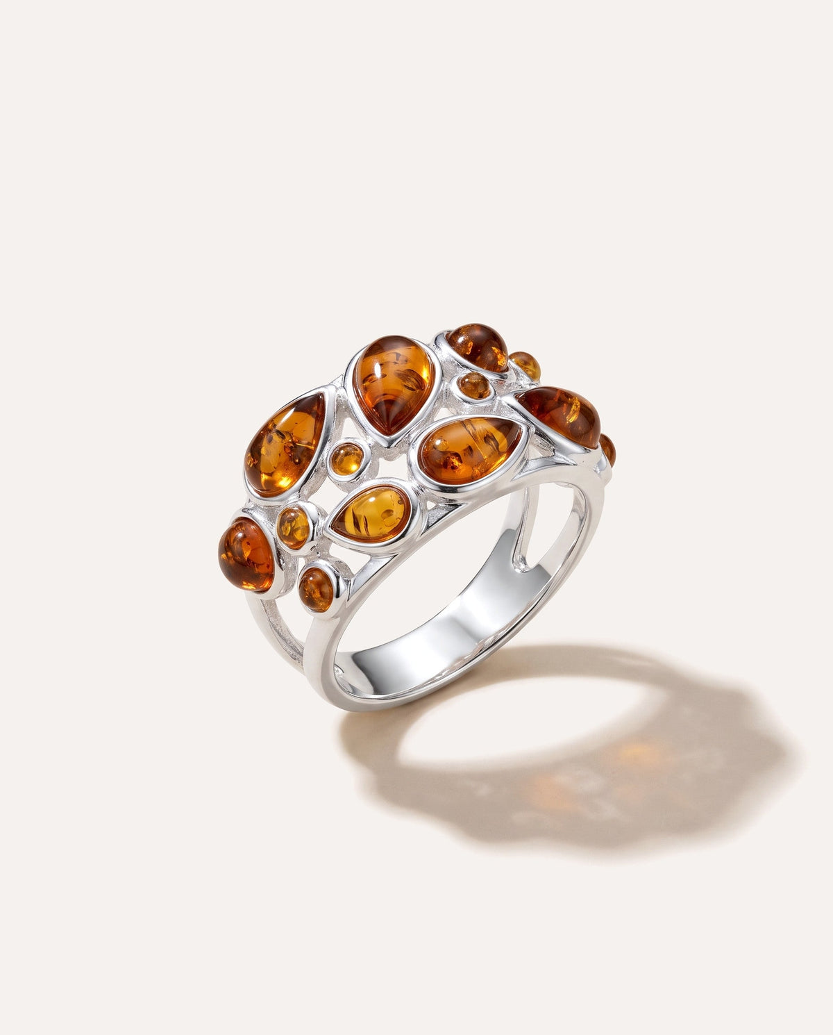 Floral Amber Cuff Ring