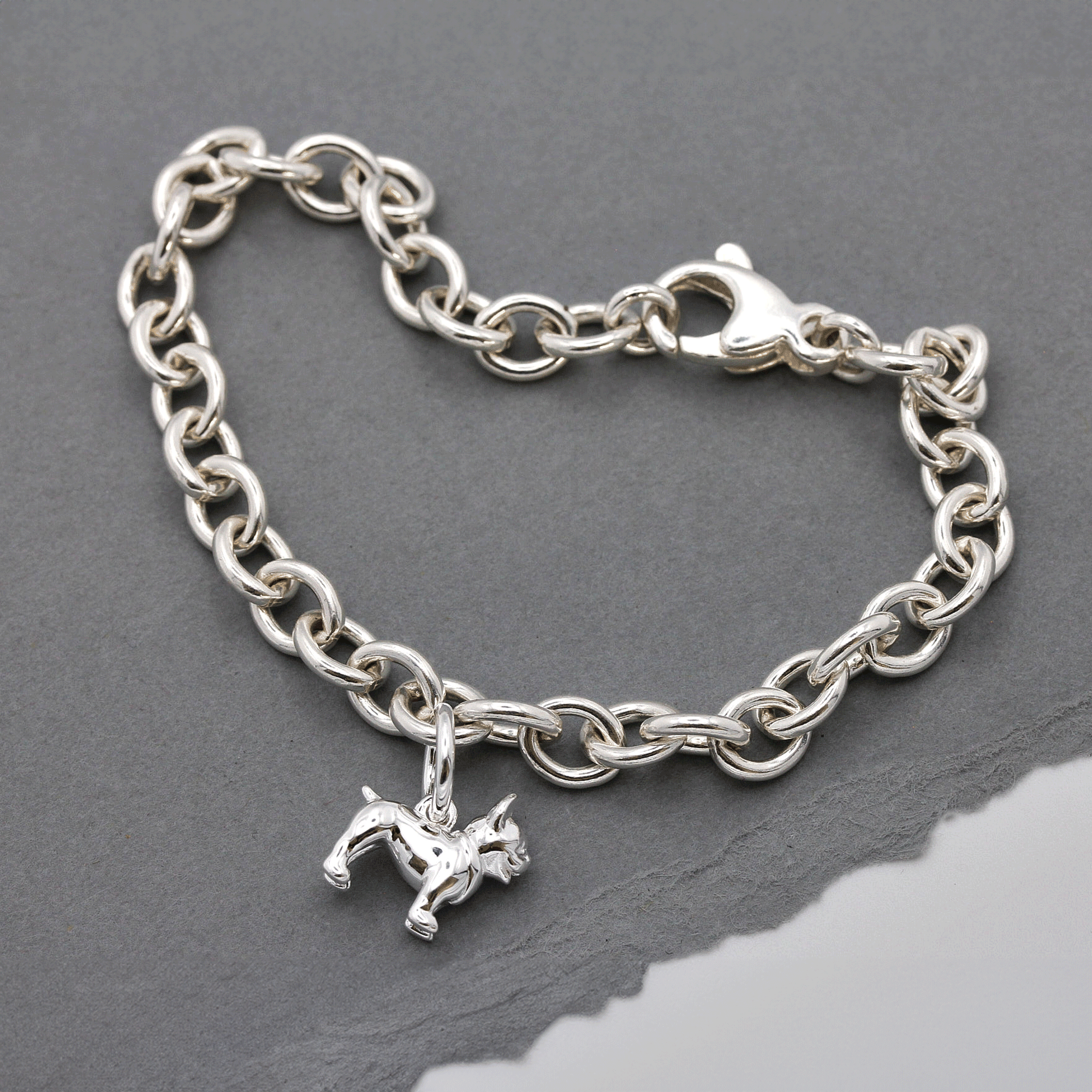 Dije de plata de bulldog francés