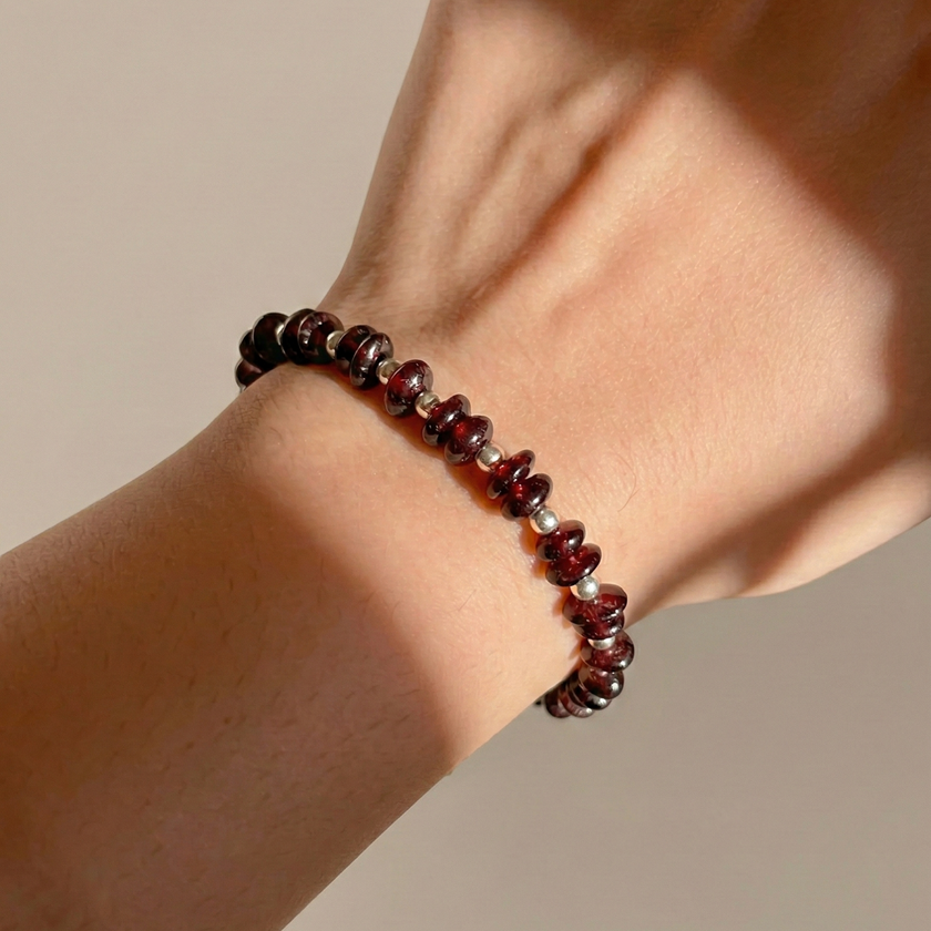Garnet Crystal Bead Bracelet