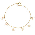 Elements Gold Heart and Flower Charm Bracelet