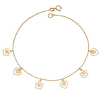 Elements Gold Heart and Flower Charm Bracelet