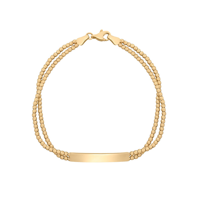 Elements Gold ID Bar Double Bead Chain Bracelet