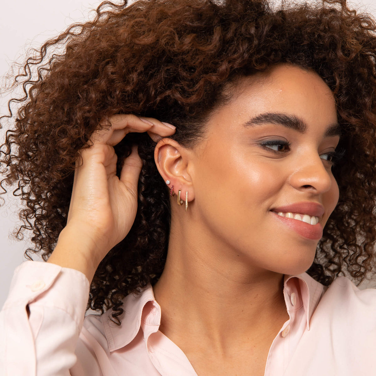 Elements Gold Precious Stone Hoop Earrings