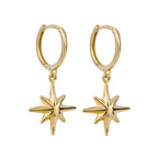 Elements Gold Starburst Charm Hoop Earrings