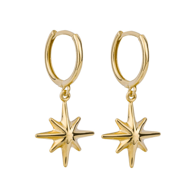 Elements Gold Starburst Charm Hoop Earrings