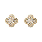 Elements Gold Flower Stud Earrings with Diamond