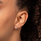 Elements Gold Flower Stud Earrings with Diamond