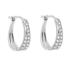 Elements Gold Double Row Pave Diamond Hoop Earrings