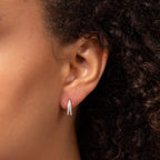 Elements Gold Double Row Pave Diamond Hoop Earrings