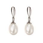 Elements Gold Freshwater Pearl and Diamond Drop Earrings