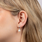 Elements Gold Freshwater Pearl and Diamond Drop Earrings