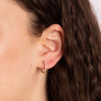 Elements Gold Huggie Hoop Earrings with Pave Diamonds