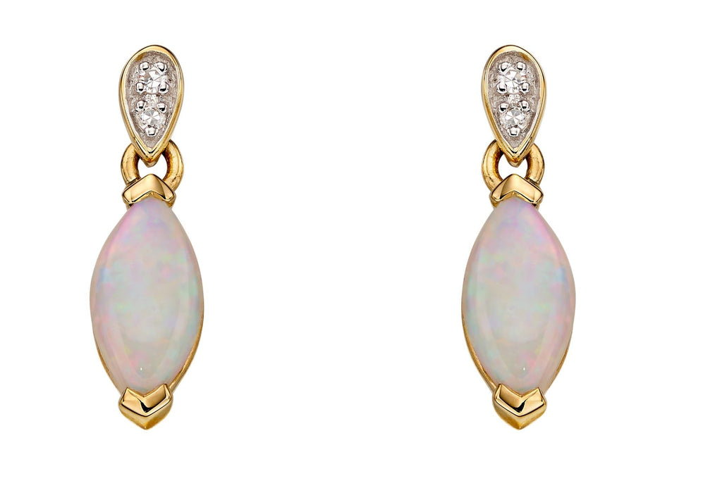 Elements Gold Opal Drop Earrings with Diamond