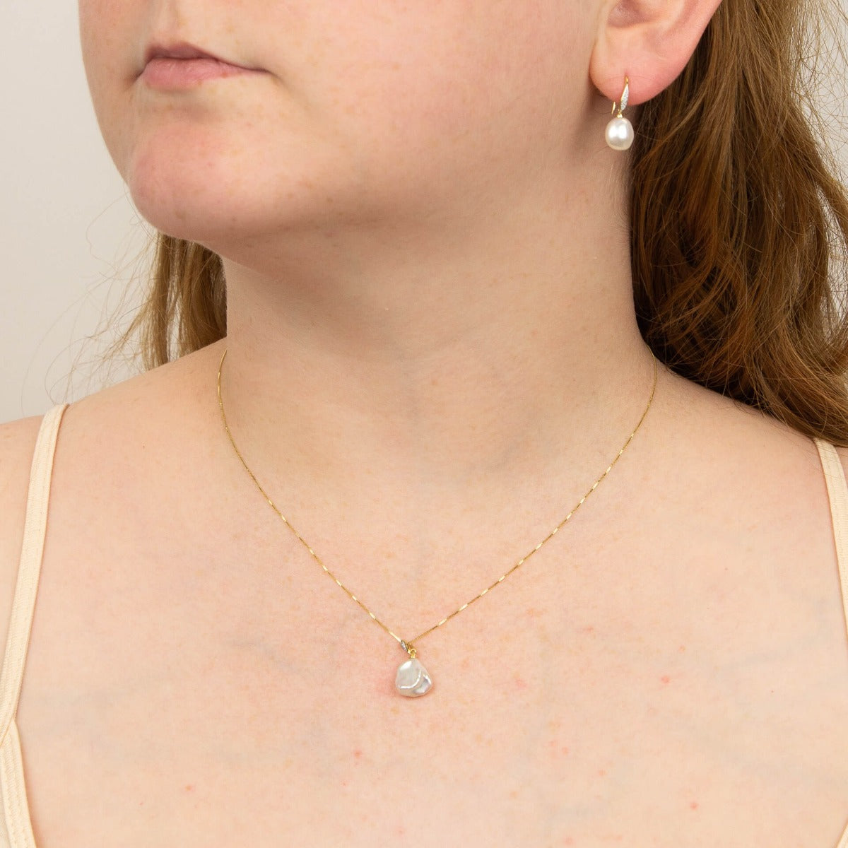 Elements Gold Keshi Pearl Pendant with Diamond Bale