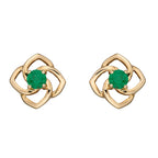 Elements Gold Cut Out Flower Stud Earrings with Emerald
