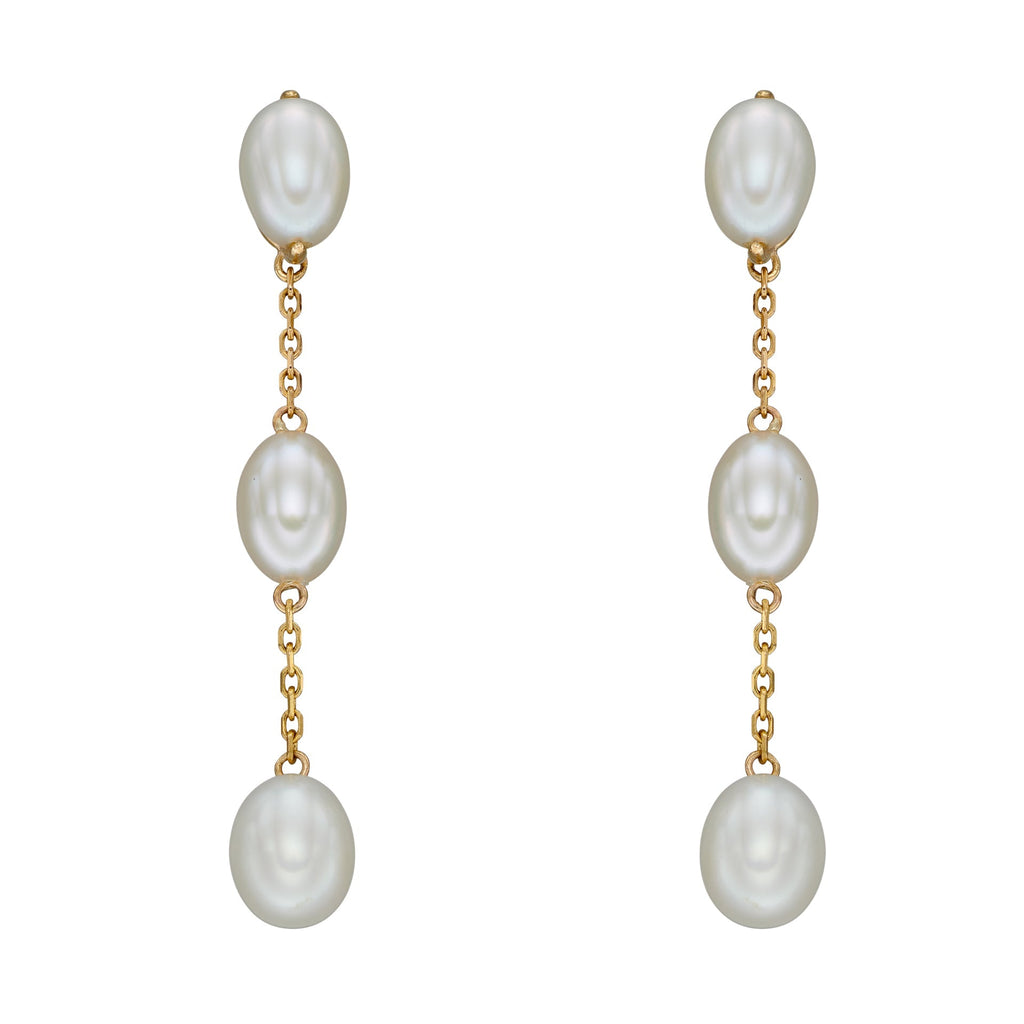Elements Gold Freshwater Pearl Tier Drop Earrings