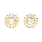 Elements Gold Sunray Earrings with White Topaz and Diamond
