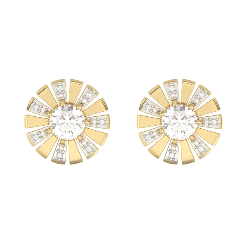 Elements Gold Sunray Earrings with White Topaz and Diamond