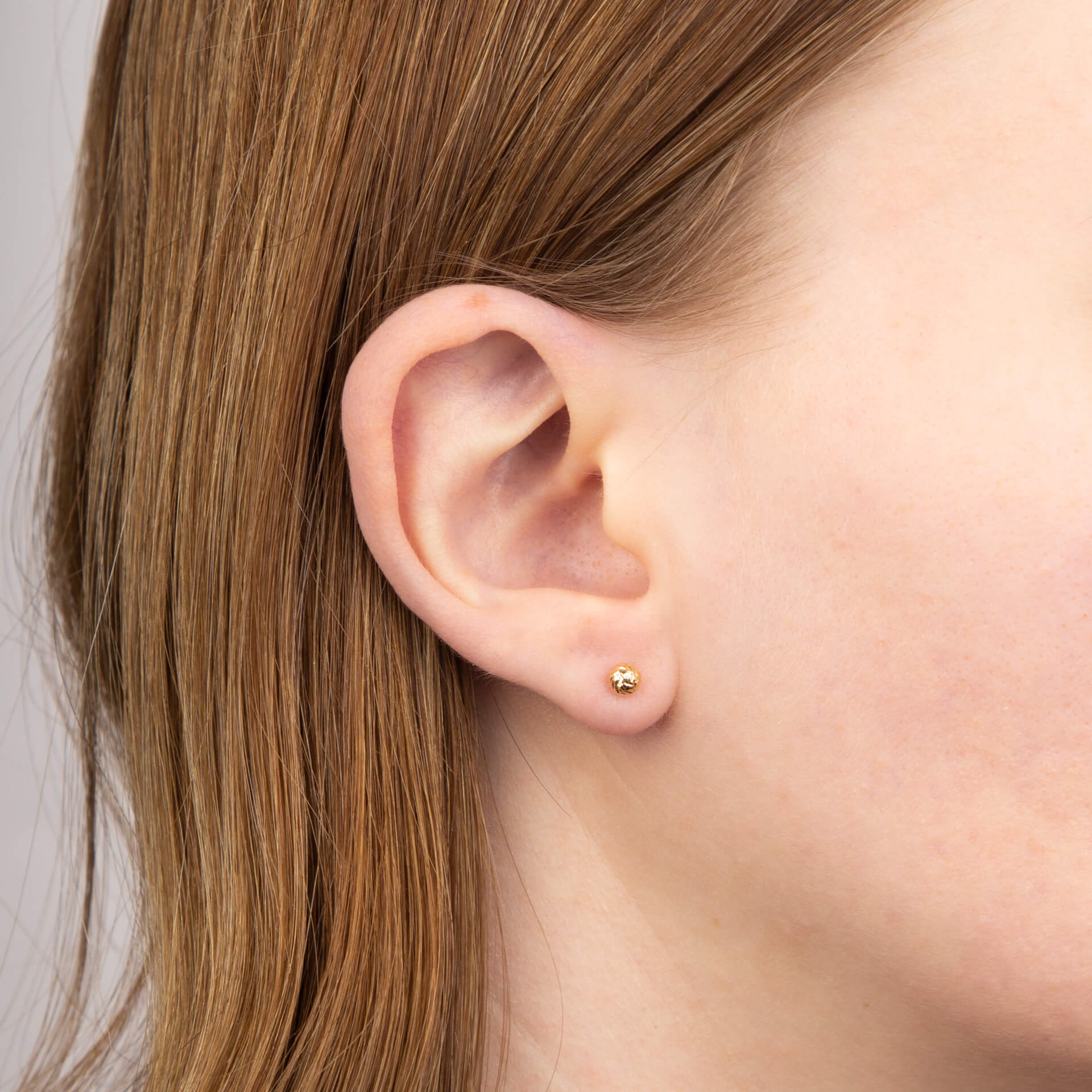 Elements Gold Small Textured Ball Stud Earrings