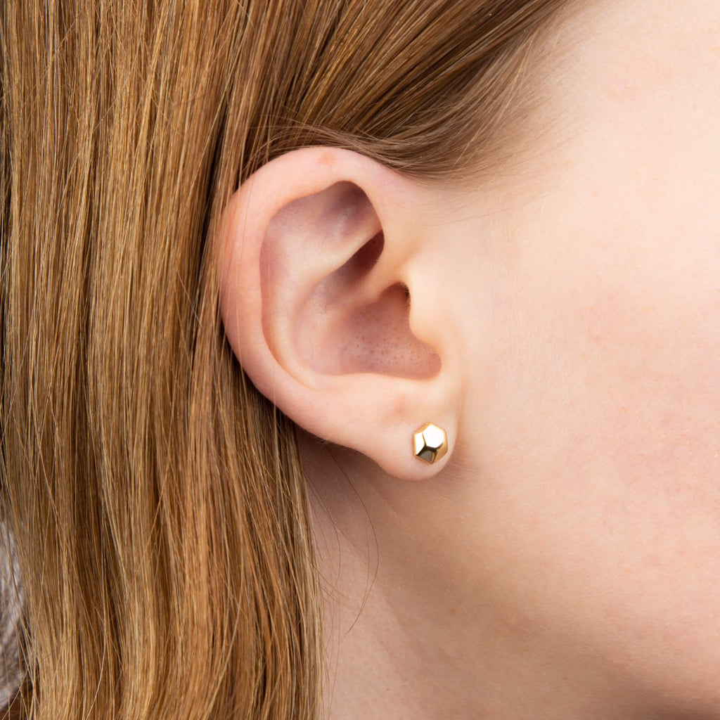 Elements Gold Hexagon Stud Earrings