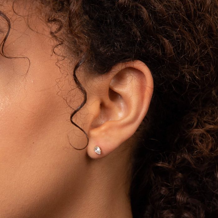 Elements Gold Pear Cut Stud Earrings