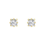 Elements Gold Asscher Cut Solitaire Stud Earrings