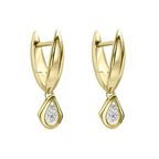 Elements Gold Pear Cut Knife Edge Hoop Earrings