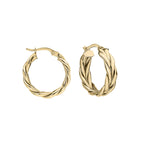 Elements Gold Rope Textured Hoop Earrings