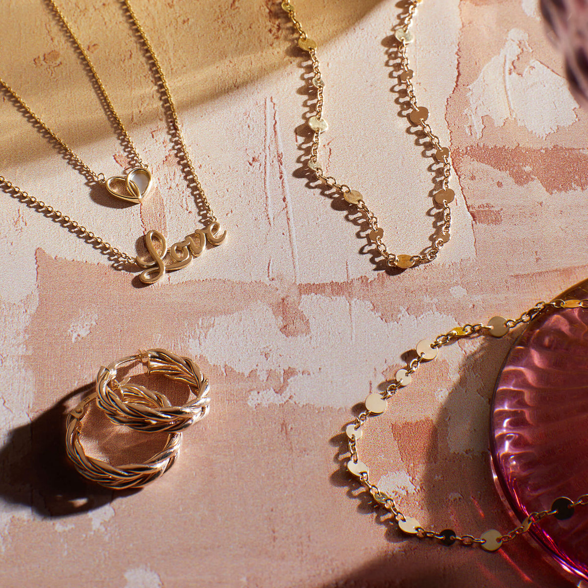 Elements Gold Discs and Chain Bracelet