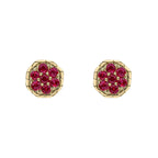 Elements Gold Seven Stone Ruby Cluster Earrings