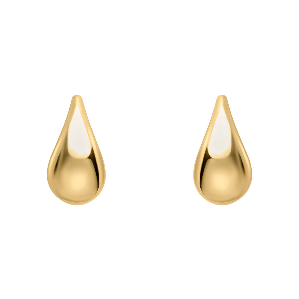 Elements Gold Plain Teardrop Stud Earrings