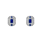 Elements Gold Sapphire Channel and Diamond Stud Earrings